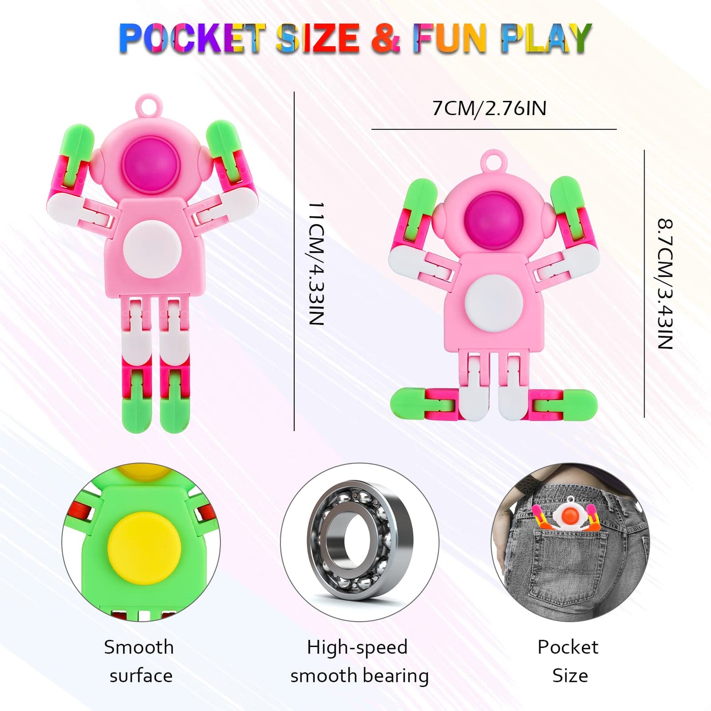 Soullife 24 Pack Pop Fidget Spinners Bulk, Deformable Astronaut Key Chain Fidget Toys Bulk, Stocking Stuffers Birthday Gifts Party Favors For Kids, Student Gifts Classroom Prizes