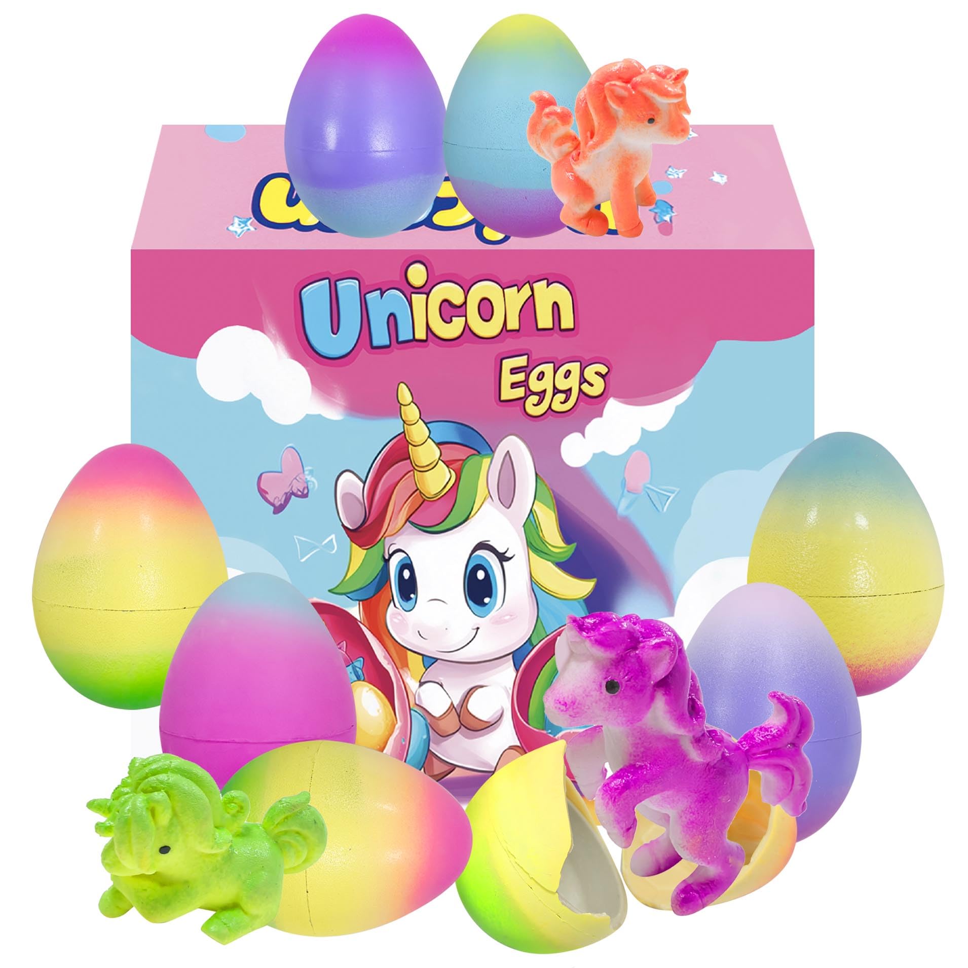 6 Pack Unicorn Hatching Surprise Eggs - Grows 600%- Easter Birthday Gifts for Kids Boys Girls Easter Basket Stuffers Eggs Filler