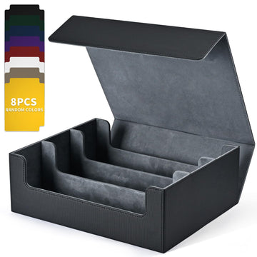 Uaono Card Storage Box For Trading Cards, 1800+ Pu Leather Commander Card Deck Case, Magnetic Closure Card Holder Fits For Magic Game Cards (Black)