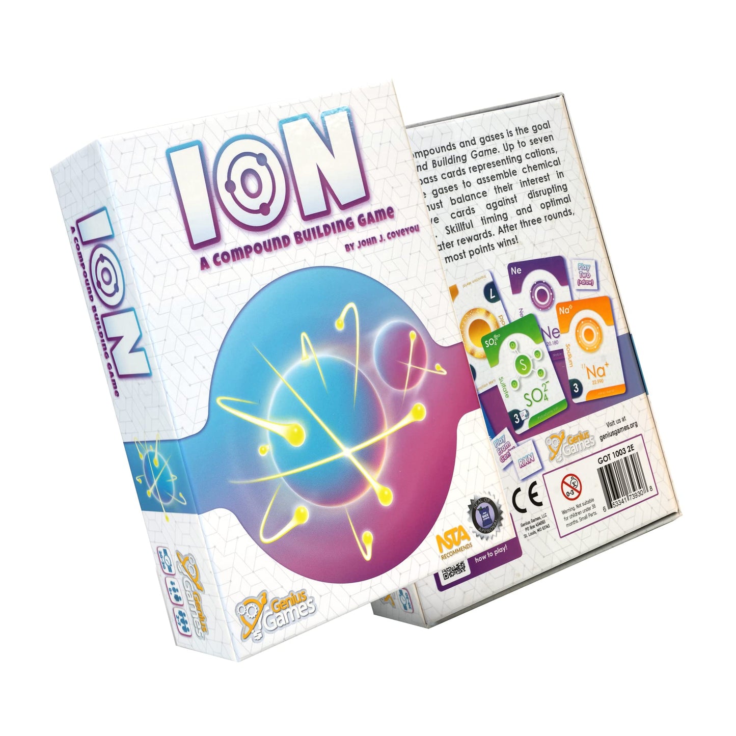 Genius Games Ion: Chemistry Card Drafting Game - 2nd Edition, Paper, Blue/Yellow/White, for High School Students & Teachers