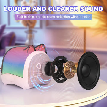 Kidsfaves Mini Karaoke Machine For Kids Adults,With Wireless Microphones & Light- Bluetooth Portable Speaker Birthday Gifts For