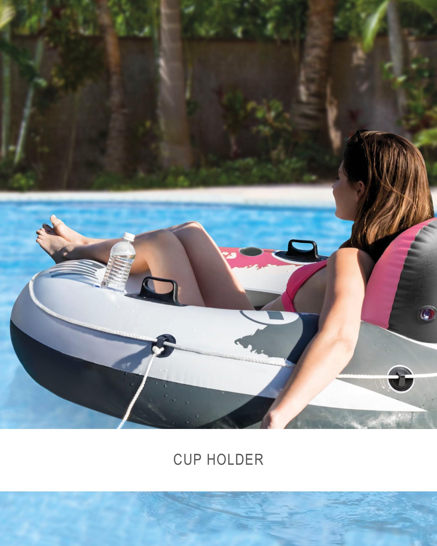 Intex 58824Ep River Run 1 Inflatable Floating Lounge: Comfortable Backrest - Built-In Cup Holders - Durable Grab Handles - All A