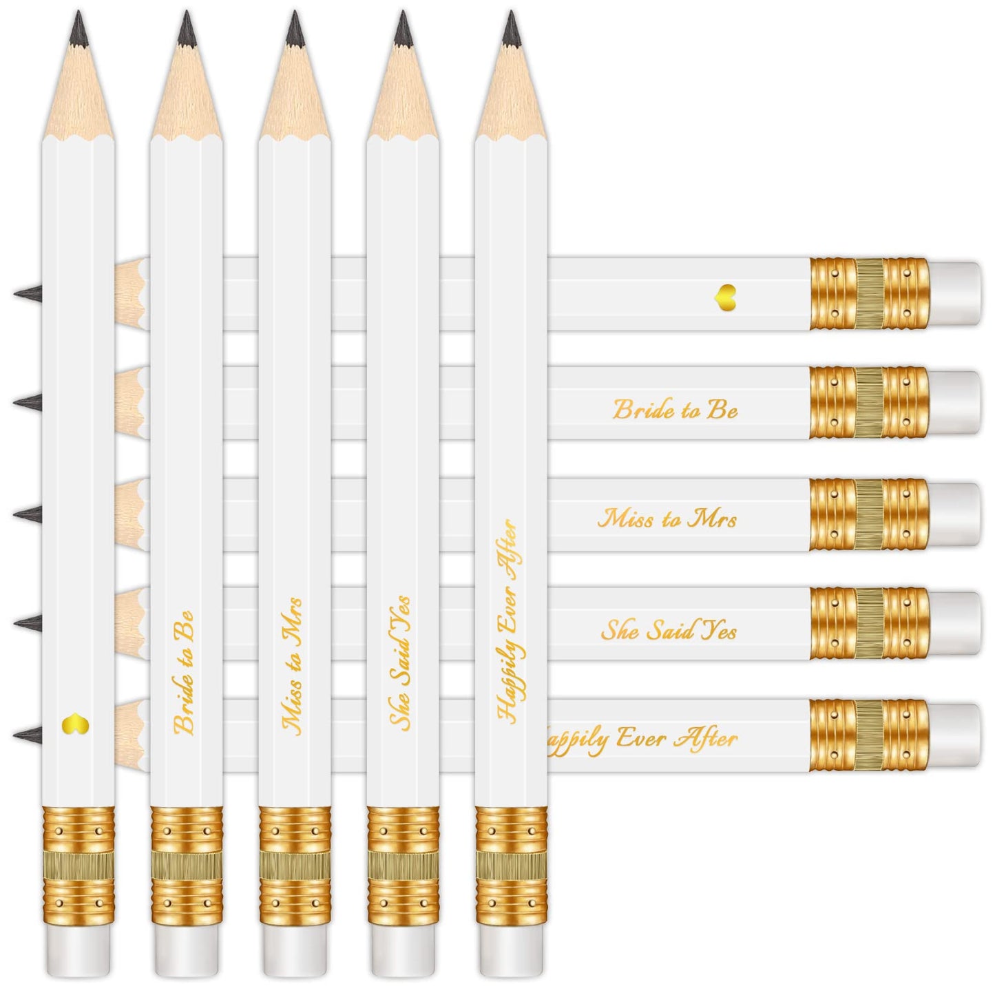 Vusnud 50Pcs Pre-sharpened Graphite Pencil for Bridal Shower & Wedding Games (White, She Said Yes, 4 Inches)