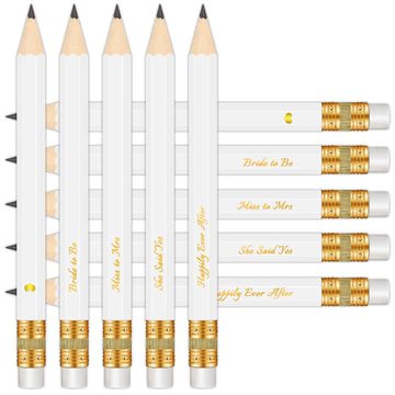 Vusnud 50Pcs Pre-sharpened Graphite Pencil for Bridal Shower & Wedding Games (White, She Said Yes, 4 Inches)