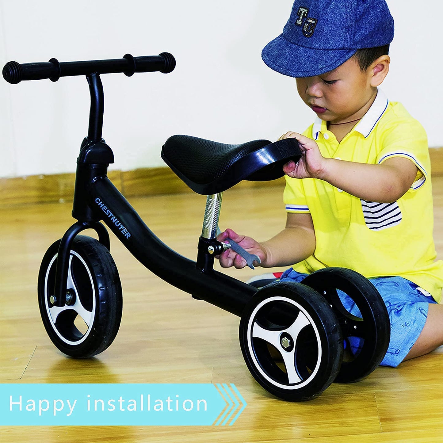 Chestnuter Baby Balance Bike, Toy Gift For 1 2 3 Year Old, Sturdy Toddler Balance Bicycle, Best Birthday Gift For 12-36 Months Boy Girl, Indoor Outdoor Kids Riding Toys With 3 Wheels(Black)