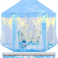 Cubnbud Frozen Princess Tent With Snowflake Lights And Rug, Girls Age 4-7, Blue Princess Castle Playhouse 55X53 Inch