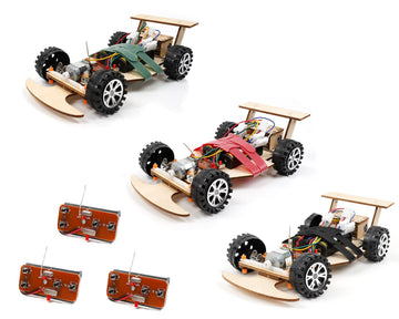 Pica Toys Wireless Remote Control Wooden Racing Car F1 - Upgraded Competition Edition (Three Colors For Racing 3-Pack), Science