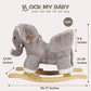 ROCK MY BABY Rocking Horse Elephant, Plush Ride-on Toy, Large Gray, Model JR291, CPC Certified