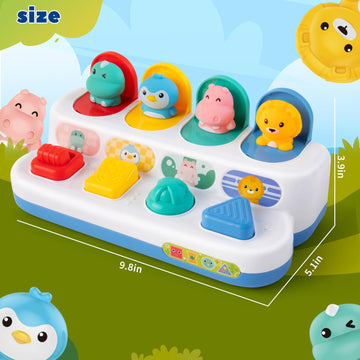 Montessori Cause And Effect Toy 6-12 Months, Baby Push Button Pop Up Animal Toy, Interactive Sensory Toys For Toddlers 1 2 3, De