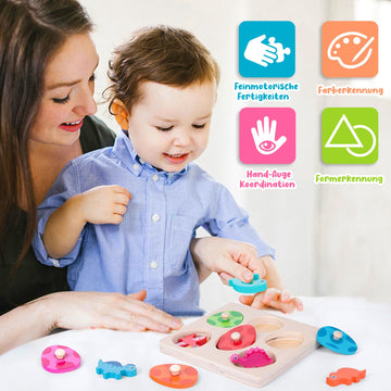 Lzdmy Montessori Wooden Puzzle For Toddlers 1-3, Dinosaur Egg Wooden Toy For 2+ Year Old, 1 Year Old Boy And Girl Gifts, Baby Pu