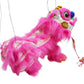 Mandala Crafts Hand String Puppet With Rod, Chinese Marionette Lion Toy, Orange On White