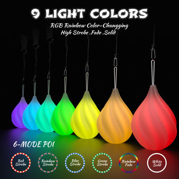 Papi Dada LED Poi Balls Set - Multicoloured Light-Up Juggling Balls for Kids & Adults, Ideal for Beginners & Professionals, Medium Size