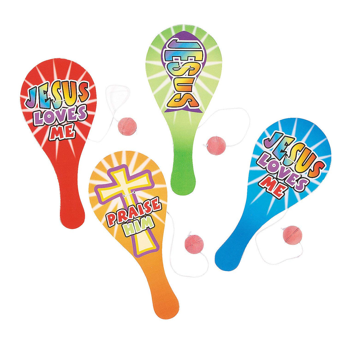 Fun Express  Religious Paddleball  Toys  Value Toys  Paddle Balls  12 Pieces
