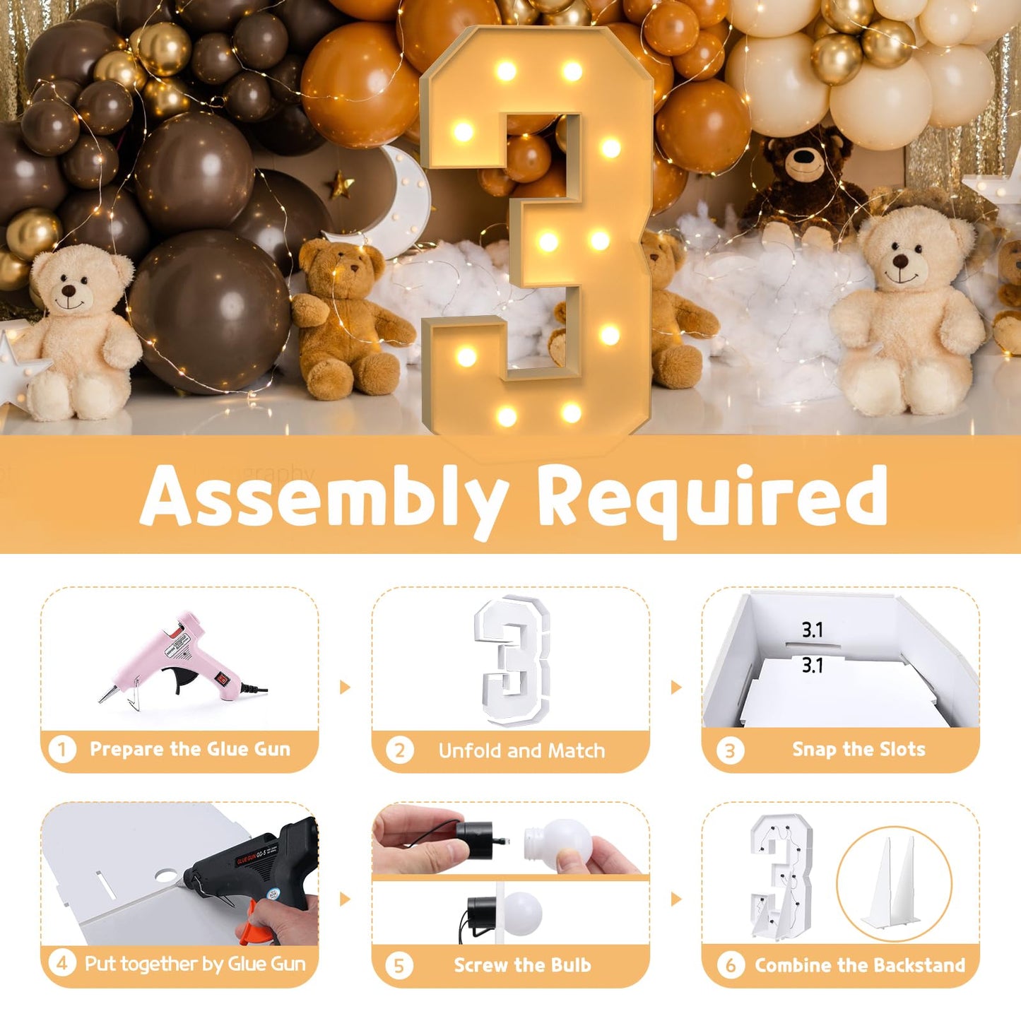 Imprsv 4Ft Marquee Numbers,Diy Light Up Numbers For 30Th Birthday Decorations, Party Party Decorations,Anniversary Party Decor,M