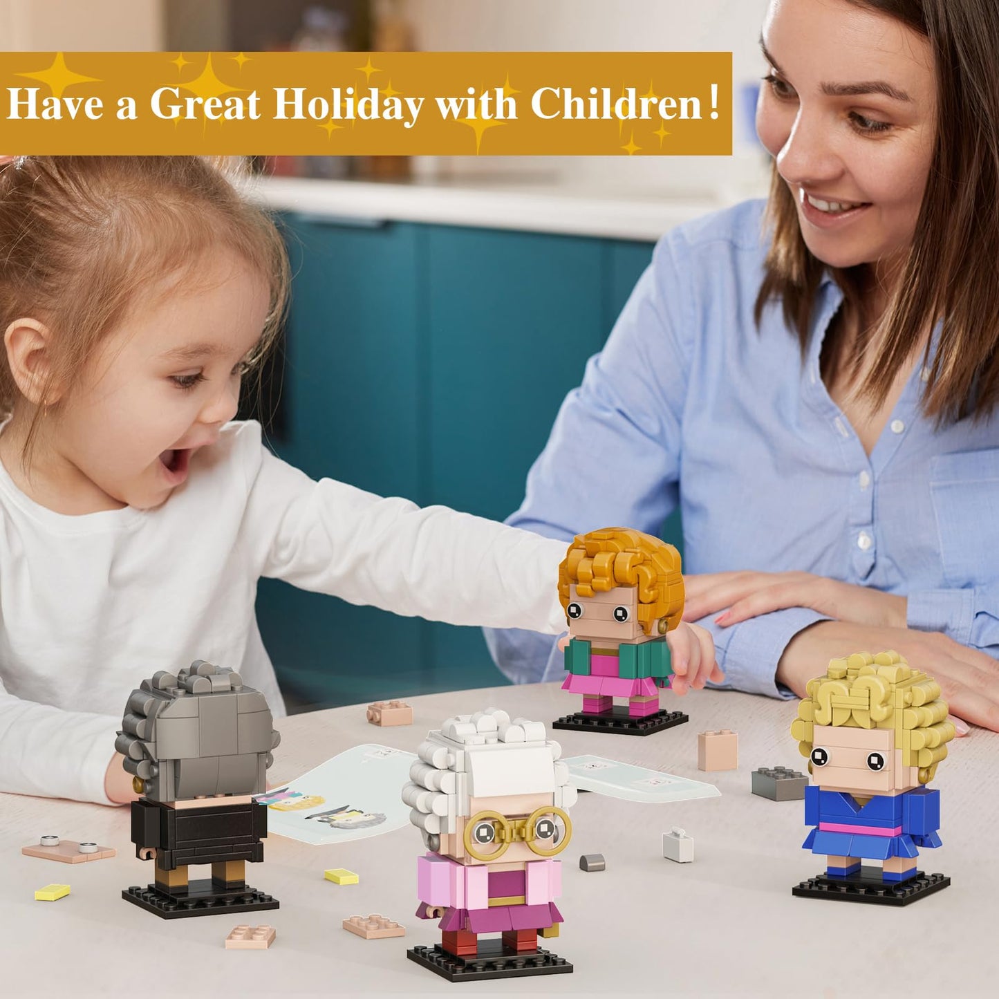 The Golden Lady Building Blocks  4 Figures of The Single Women  Petrillo  Nylund  Zbornak and Devereaux  Stable Lovely Toy is Symbol of Girls Friendship Present  Compatible with Lego(610pcs)