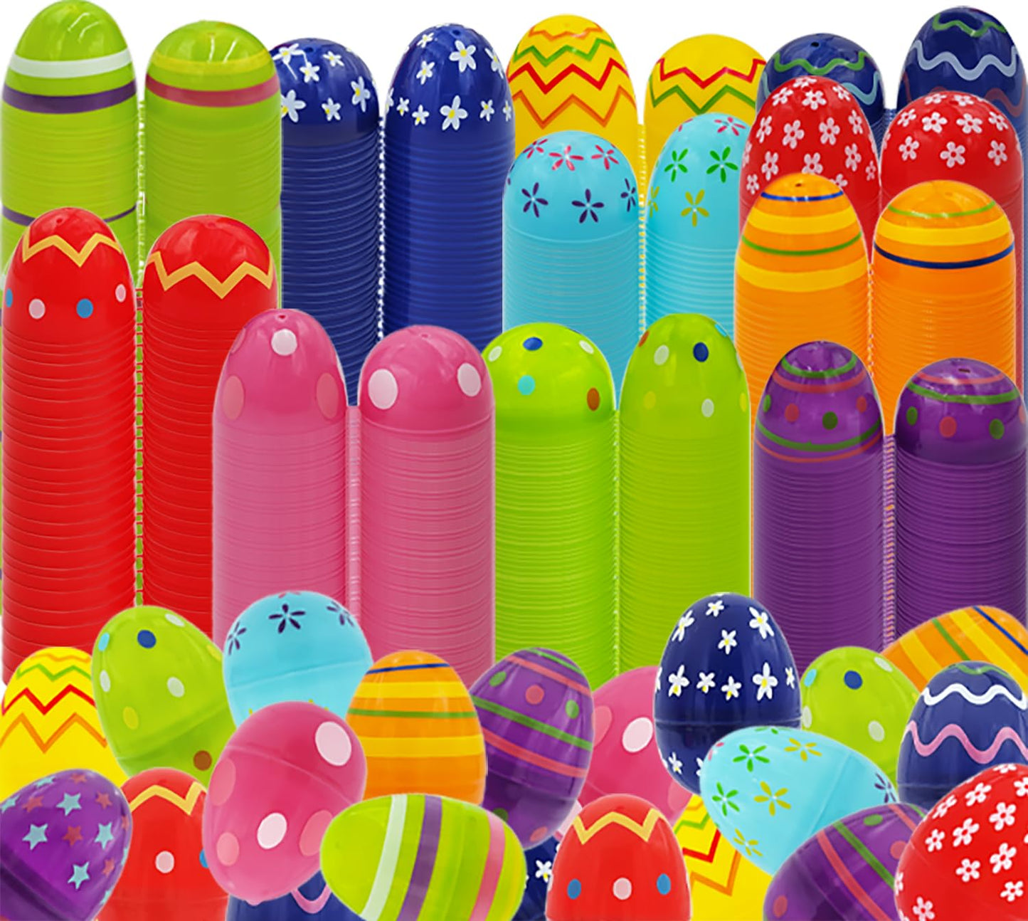 Chochkees Painted Fillable Easter Eggs with Hinge Bulk Colorful Painted Plastic Easter Eggs, Perfect for Easter Egg Hunt, Surpri