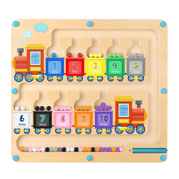 Wakeinsa 2 In 1 Magnetic Color And Number Maze,Montessori Toy For 3-6 Years Old,Wooden Magnet Balls Puzzles,Toddler Busy Board Game,Preschool Learning Activities,Christmas & Birthday Gift For Kids