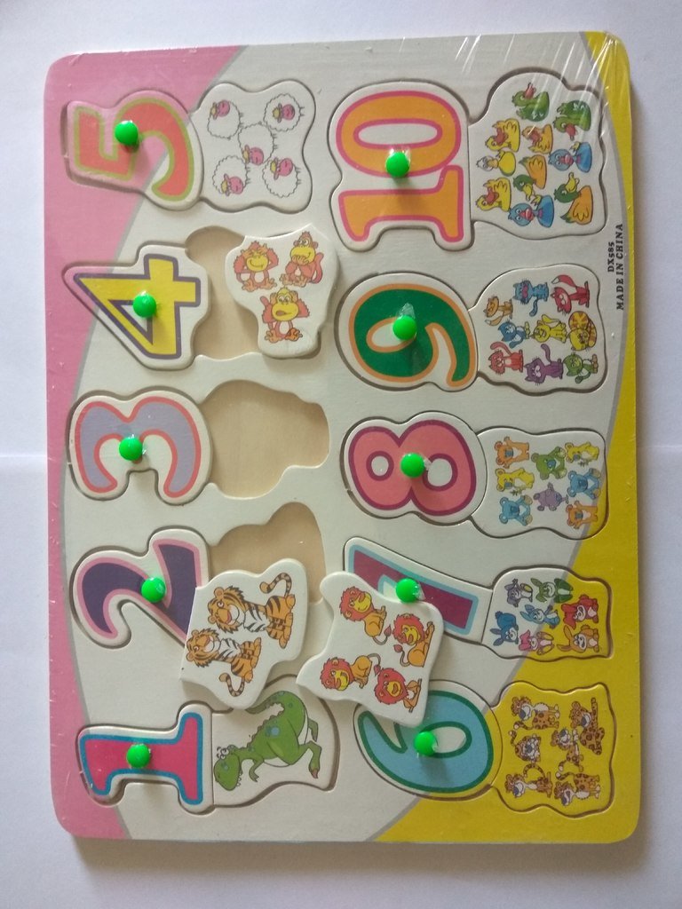 Abaj 110 Wooden Number Matching Puzzle Picture Board With Peg Knob Learning Educational Toys For Kids 18M+ (MultiColour)