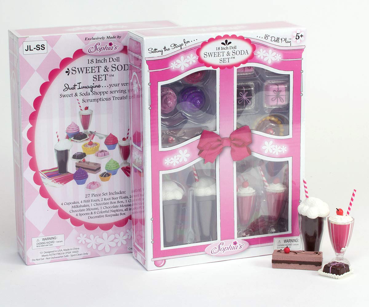 Sophia'S 27 Piece Sweet Treats & Soda Fountain Accessories Set With Pretend Drinks And Realistic Desserts For 18' Dolls, Multicolor