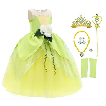 Mdycw Princess Tiana Fairy Costume Halloween Dress Up For Girls, Special Occasion Dresses Birthday Party Fancy Outfits
