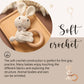 Wooden Teether Crochet Baby Rattle, Crochet Baby Toys, Organic Wooden Newborn Toys, Newborn Animal Rattle Toys,Knitted Stuffed Animals Gifts For Baby, Lovely Bunny