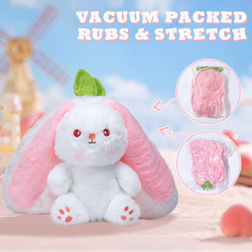 Miaodam Easter Bunny Stuffed Animal, Carrot And Strawberry Bunny Plush Turn Into Rabbit Fruit Doll, Plushie Funny Bunny Toy For Baby (10Inch)
