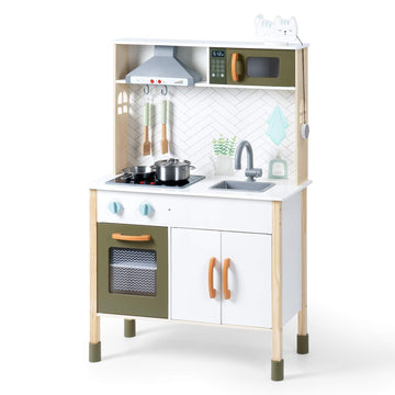 ROBUD Wooden Play Kitchen Set for Kids Toddlers, Pretend Toys Kitchen Gift for Girls Boys 27.6 x 11.6 x 40.6 inches