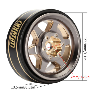 INJORA 1.0 Plus Brass Beadlock Wheel Rims 6-Spoke Wheels for TRX4M AX24 SCX24 FCX24 1/24 1/18 RC Crawler,42g/pcs (Grey)