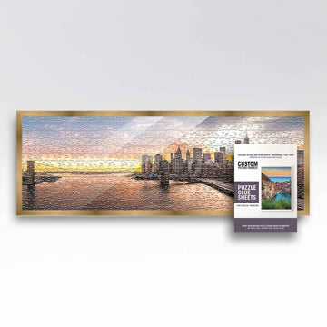 13X39 Puzzle Frame Kit With Glue Sheets | Bronze Modern Picture Frame | Real Wood With Uv Resistant Acrylic Front | Made To Pres