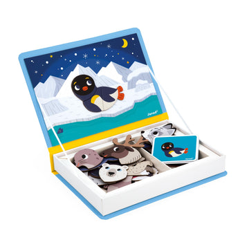 Janod - Magn  Ti'Book Polar Animals - Magnetic Educational Game 30 Magnets + 10 Models - Children'S Toy Made Of Fsc Cardboard -
