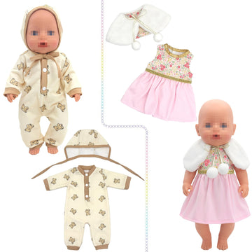 Sotogo 5 Sets Baby Doll Clothes Outfits Jumpsuits For 14-16 Inch Baby Doll, 43Cm New Born Baby Doll, 15 Inch Baby Doll And American 18 Inch Dolls Clothes And Accessories