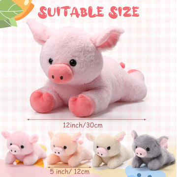 Silipull 5 Pcs Pig Stuffed Animals, 12 Inch Large Plush Mommy Pig With 4 Little Baby In Mother Belly, Gift For Boys And Girls' C