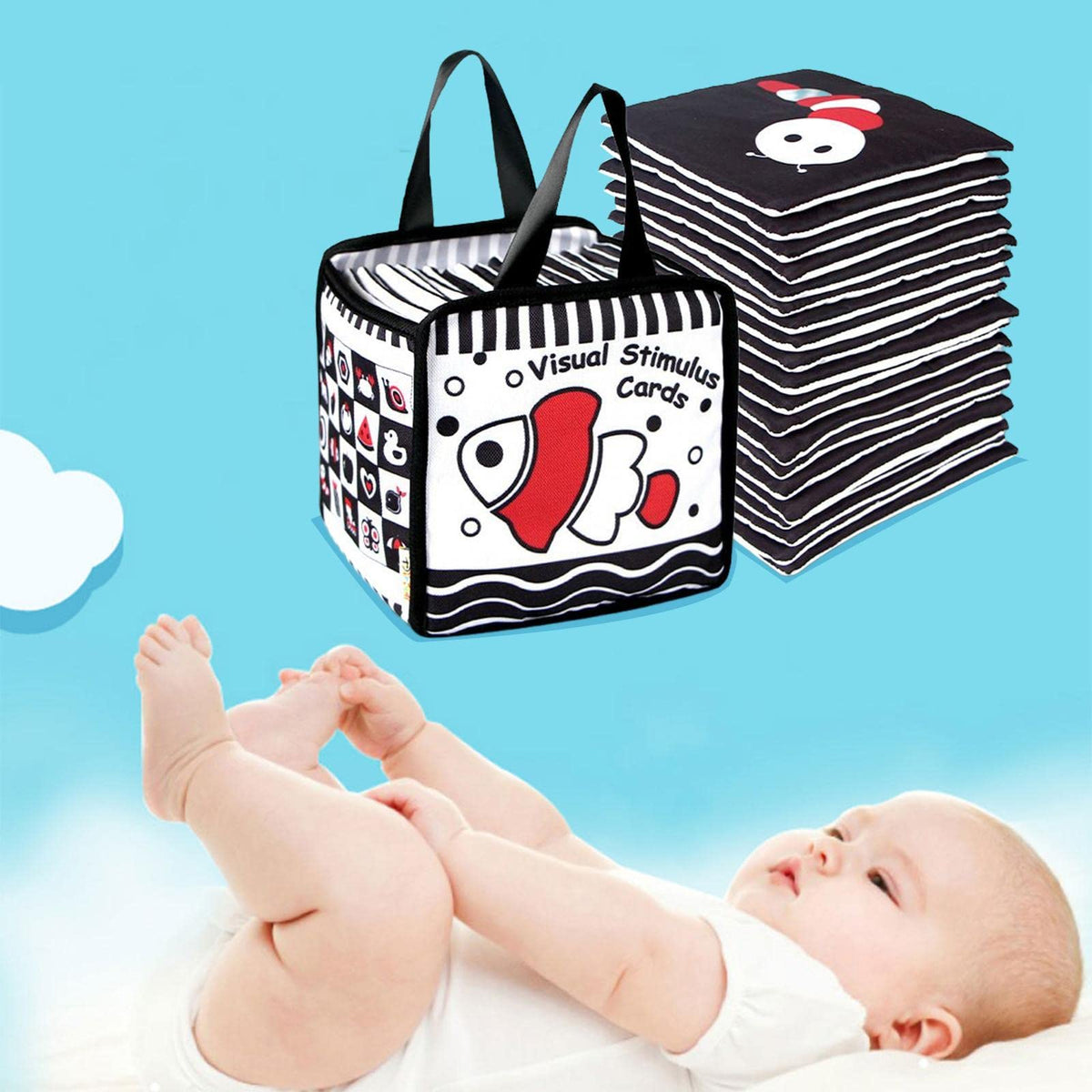 Atorse Flash Cards Toys Washable With Storage Bag For Over 0 Years Old Boys Girls Black Red|Baby | Toys For Baby | Developmental