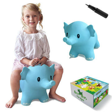 Hotmax Bouncy Horse, Inflatable Bouncing Animals Hopper For Toddlers Or Kids, Ride On Rubber Jumping Toys For Boy Or Girl Birthday Gift (Blue Elephant)
