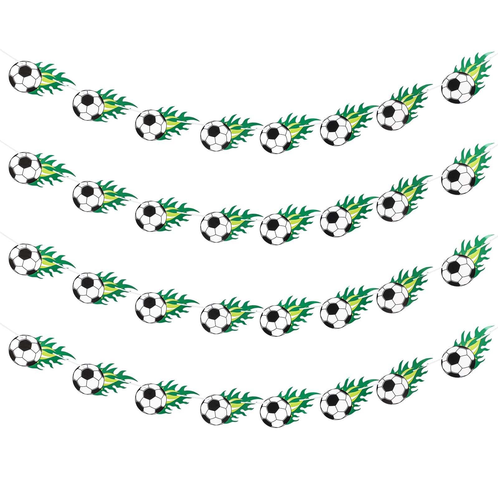 Boao 4 Pcs Soccer Party Decorations Soccer Banner Hanging Paper Garland Sports Bunting Sports Ball Decorations for Birthday Part
