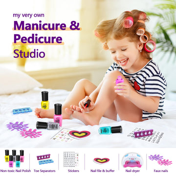 Kids Spa Kit For Girls Toy - Nail Polish Set For Girls Gifts 7-12 - Foot Spa Day Girl For Manicures Pedicure - Nail Art Salon Ki