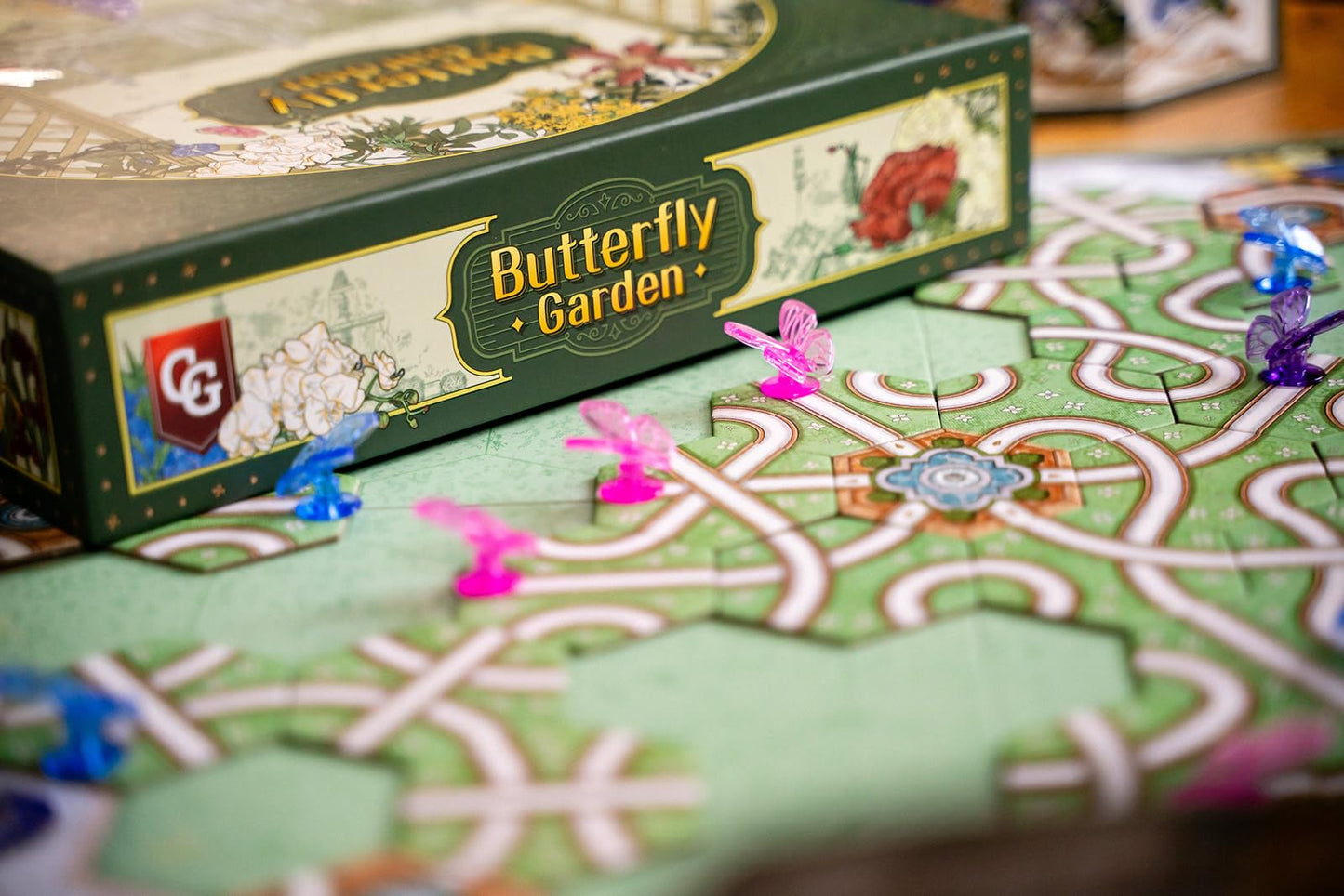 Capstone Games Butterfly Garden - A Strategic Tile Laying Adventure, Guide Rare Butterflies To Blooming Fairy Destinations, Fami