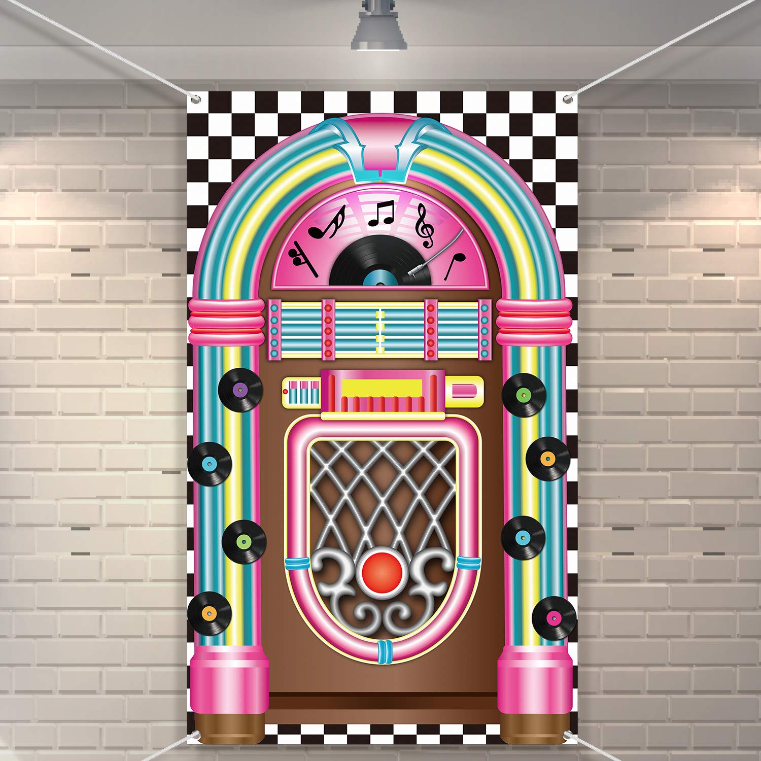 Jukebox Cutout Banner 50 s Rock and Roll Banner Backdrop Birthday Party Decoration Baby Shower Birthday Party Supplies