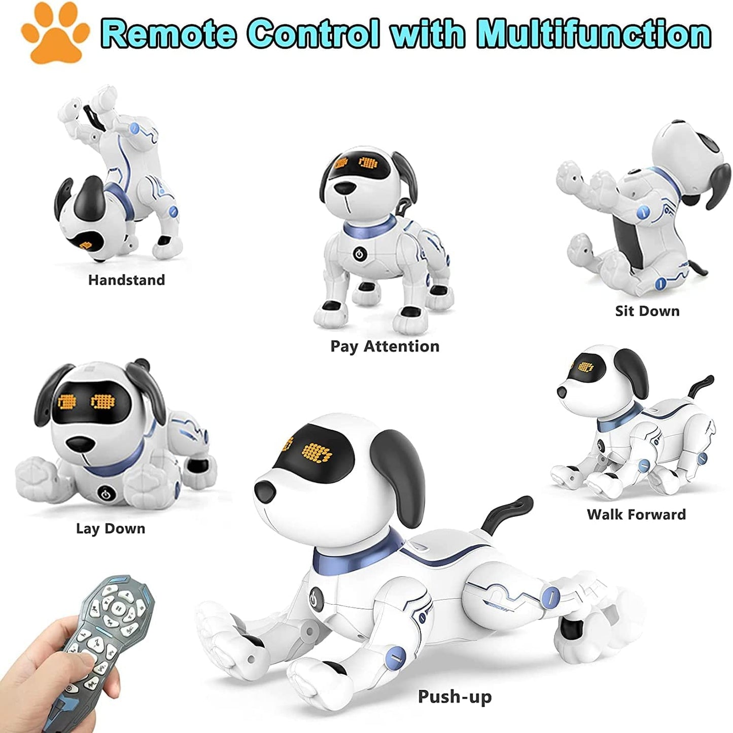 okk Robot Dog Toy - Remote Control Programmable Puppy, Interactive Voice Control, 5.7" Plastic, Model K16, Gift for Kids