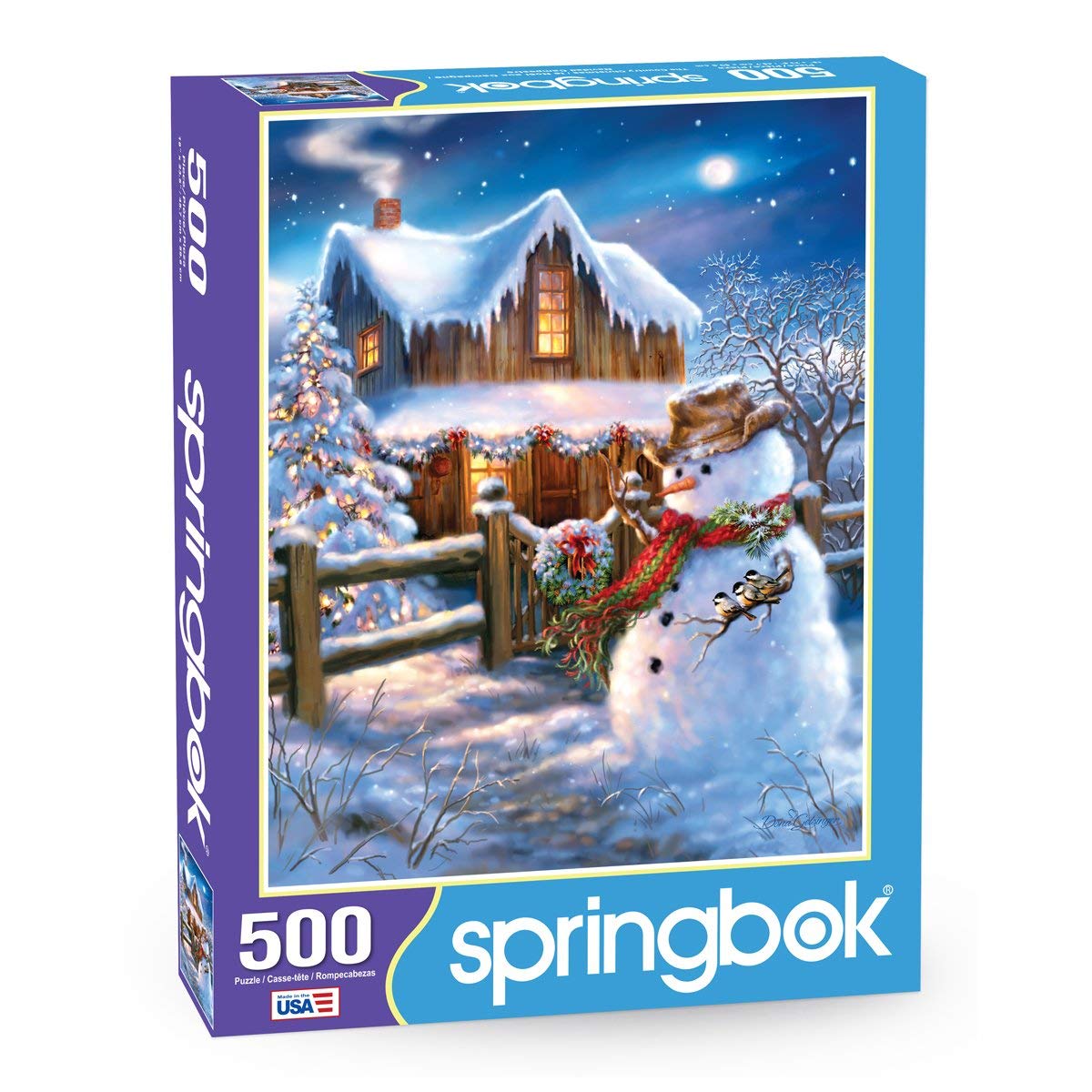 Springbok 500 Piece Jigsaw Puzzle - Country Christmas, Engineered Wood, Multi Color, Model 34-01535, Made in USA