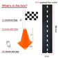 7Inch Orange Racing Traffic Cones Party Decoration With Racing Checkered Flags,11Inch Safety Sport Training Plastic Cones With R