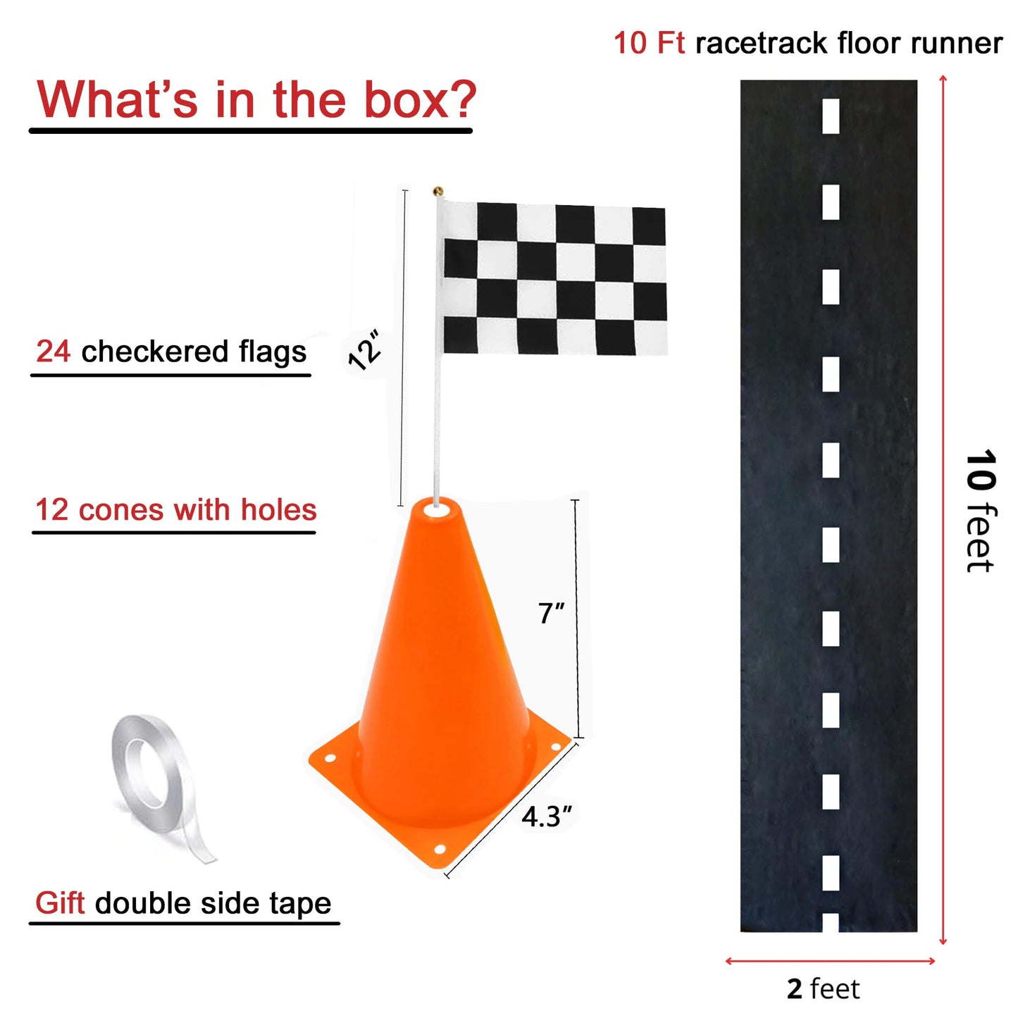 7Inch Orange Racing Traffic Cones Party Decoration With Racing Checkered Flags,11Inch Safety Sport Training Plastic Cones With R