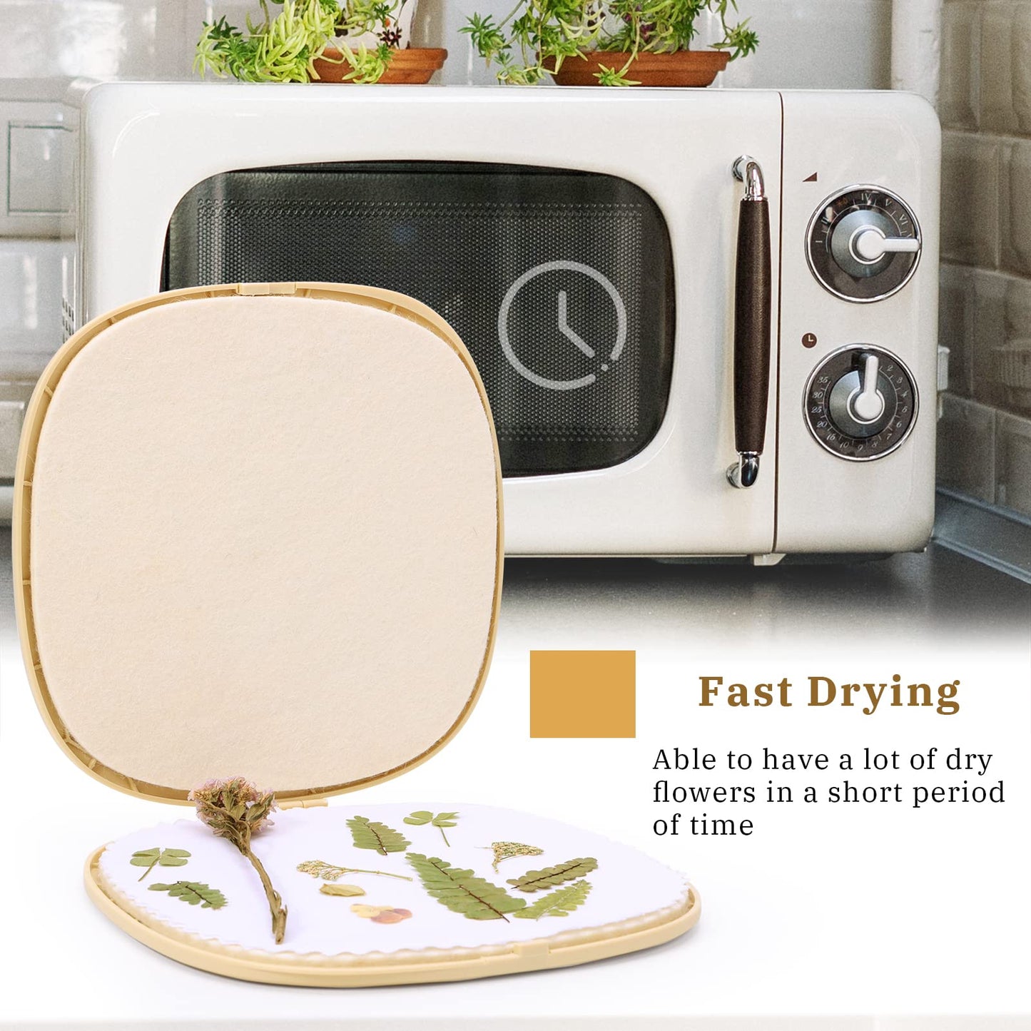Aboofx 9 x 9 Large Microwave Flower Press Kit, Quickly Flower Drying Kit Leaf Press Flower Pressing Kit for Adults Fast Making P