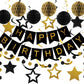 meowtastic Birthday Decorations, Happy Birthday Banner with Honeycomb Balls, Star Hanging Swirl Streamers, Circle Dot Garland, H