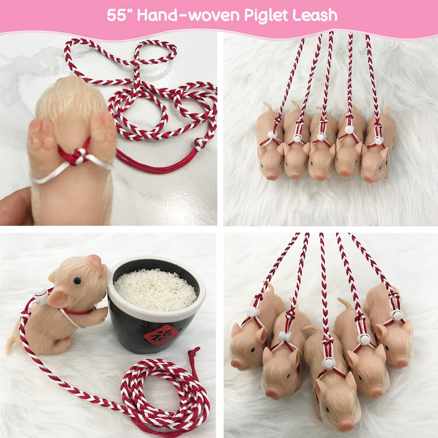 Volobe 5 Inches Silicone Piglet, Soft Mini Realistic Silicone Animal, Gift Box With Silicone Piglet Accessories, Kids Lifelike Reborn Doll(Dora)
