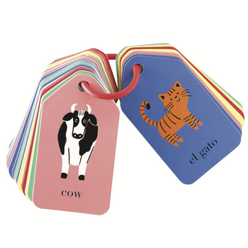Serabeena Spanish English Flash Cards - English & Spanish Learning For Toddlers 1-3 Plus - Picture Words Flash Cards - Bilingual Language Development - 26 Double-Sided Spanish Vocabulary Flash Cards