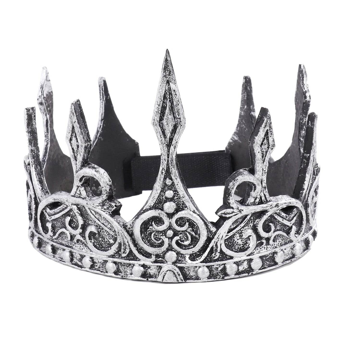 Royal Silver Crown for Birthday, Prom, and Holiday Parties - Prince or Princess Headdress for Kids, Teens, and Adults