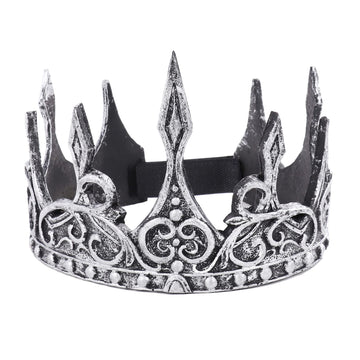 Royal Silver Crown for Birthday, Prom, and Holiday Parties - Prince or Princess Headdress for Kids, Teens, and Adults