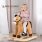 ROCK MY BABY Rocking Horse for Toddlers, Soft Fabric, Realistic Sounds, Large Light Brown Pony, CPC Certified