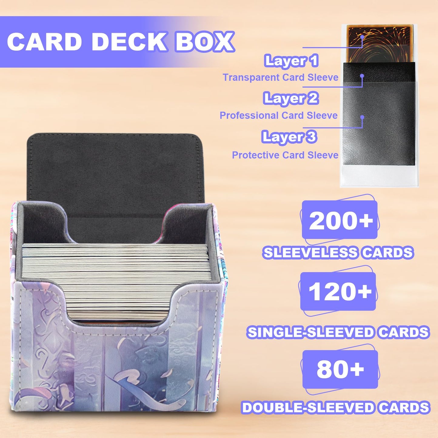 Sabermaster Card Deck Box Fits For Ygo Mtg,100+ Card Storage Box Trading Games Pu Leather Storage Premium Deck Case (Labrynth)